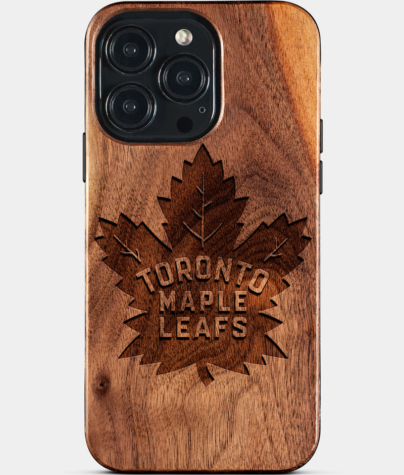 Custom Toronto Maple Leafs iPhone 15/15 Pro/15 Pro Max/15 Plus Case - Wood Maple Leafs Cover - Eco-friendly Toronto Maple Leafs iPhone 15 Case - Carved Wood Custom Toronto Maple Leafs Gift For Him - Monogrammed Personalized iPhone 15 Cover By Engraved In Nature