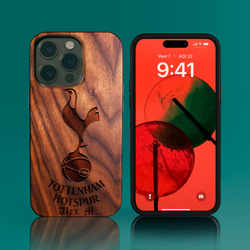 Custom Tottenham Hotspur F.C. iPhone 14/14 Pro/14 Pro Max/14 Plus Case - Carved Wood Tottenham Hotspur FC Cover