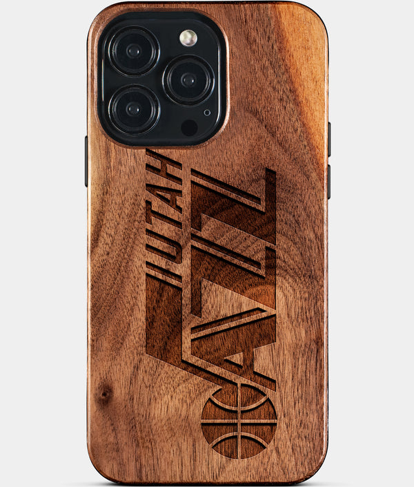 Custom Utah Jazz iPhone 15/15 Pro/15 Pro Max/15 Plus Case - Wood Utah Jazz Cover - Eco-friendly Utah Jazz iPhone 15 Case - Carved Wood Custom Utah Jazz Gift For Him - Monogrammed Personalized iPhone 15 Cover By Engraved In Nature