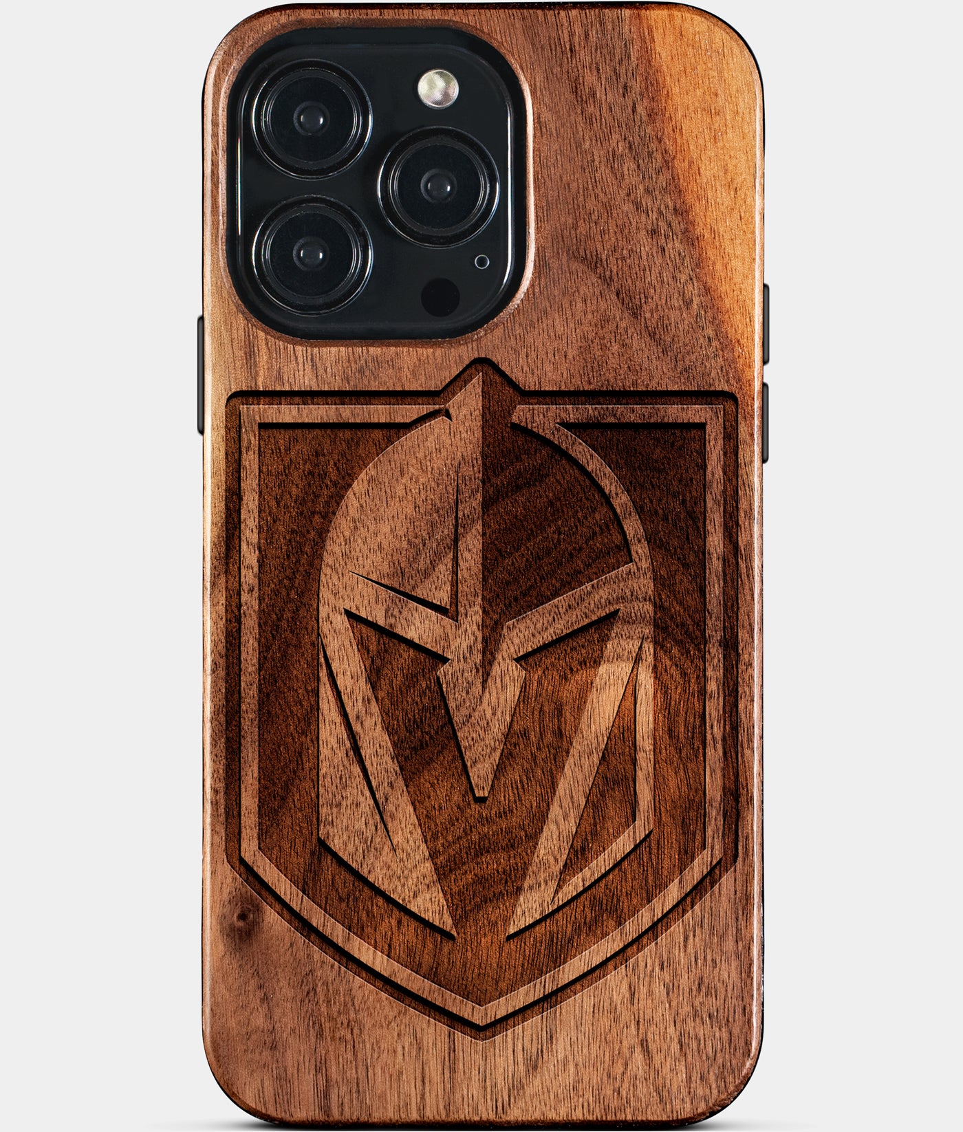 Custom Vegas Golden Knights iPhone 15/15 Pro/15 Pro Max/15 Plus Case - Wood Golden Knights Cover - Eco-friendly Vegas Golden Knights iPhone 15 Case - Carved Wood Custom Vegas Golden Knights Gift For Him - Monogrammed Personalized iPhone 15 Cover By Engraved In Nature