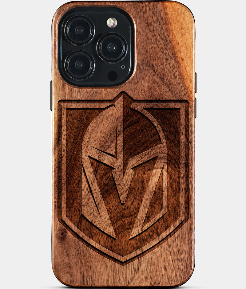 Custom Vegas Golden Knights iPhone 15/15 Pro/15 Pro Max/15 Plus Case - Wood Golden Knights Cover - Eco-friendly Vegas Golden Knights iPhone 15 Case - Carved Wood Custom Vegas Golden Knights Gift For Him - Monogrammed Personalized iPhone 15 Cover By Engraved In Nature