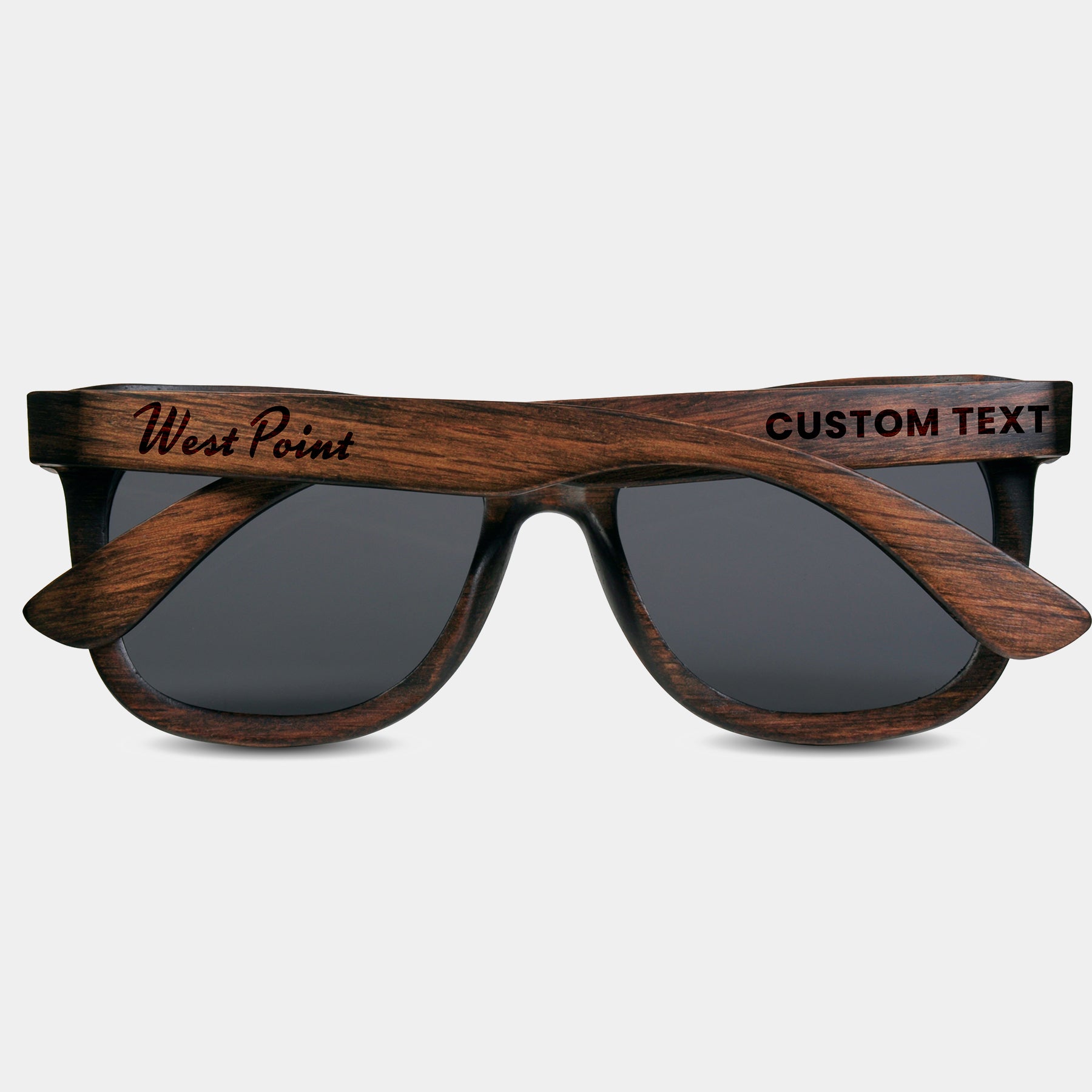 West Point New York Wood Sunglasses with custom engraving. Custom West Point New York Gifts For Men -  Sustainable West Point New York eco friendly products - Personalized West Point New York Birthday Gifts - Unique West Point New York travel Souvenirs and gift shops. West Point New York Wayfarer Eyewear and Shades 