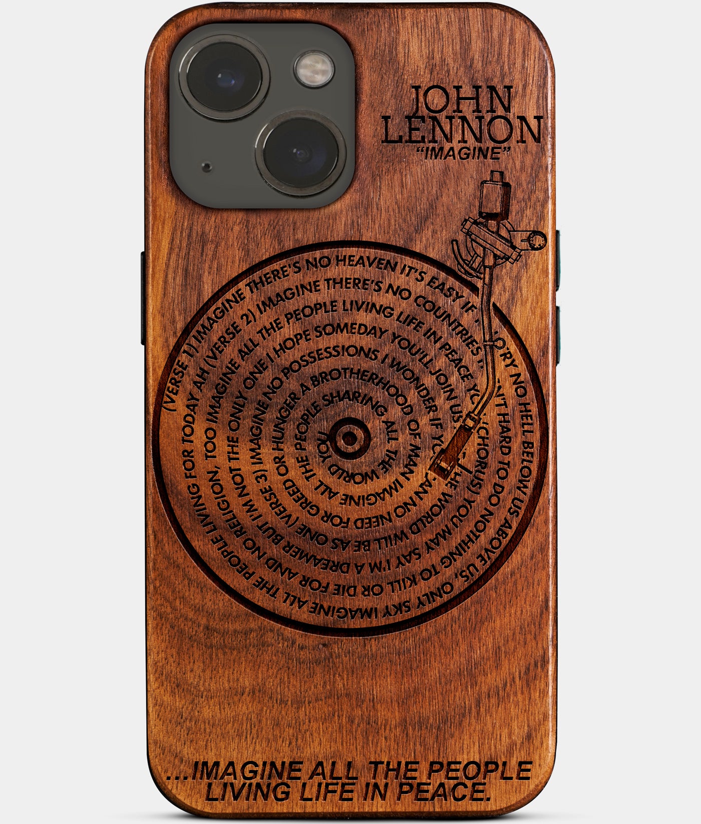 Customized Song Vinyl Record iPhone 14 Cases - John Lennon fan gifts Best Music Gifts For Vinyl Record Collector - Birthday gift for music lovers - Personalized Favorite Song Gifts Vinyl Record Lover Gifts - Spotify Music Retro iPhone 14 Cases with Custom Song - Vintage Turntable iPhone 14 Covers