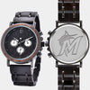 Miami Marlins Mens Wrist Watch  - Personalized Miami Marlins Mens Watches - Custom Gifts For Him, Birthday Gifts, Gift For Dad - Best 2022 Miami Marlins Christmas Gifts - Black 45mm MLB Wood Watch - By Engraved In Nature