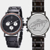 Minnesota Wild Mens Wrist Watch  - Personalized Minnesota Wild Mens Watches - Custom Gifts For Him, Birthday Gifts, Gift For Dad - Best 2022 Minnesota Wild Christmas Gifts - Black 45mm NHL Wood Watch - By Engraved In Nature