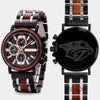 Nashville Predators Mens Wrist Watch  - Personalized Nashville Predators Mens Watches - Custom Gifts For Him, Birthday Gifts, Gift For Dad - Best 2022 Nashville Predators Christmas Gifts - Black 45mm NHL Wood Watch - By Engraved In Nature