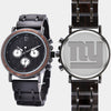 New York Giants Mens Wrist Watch  - Personalized New York Giants Mens Watches - Custom Gifts For Him, Birthday Gifts, Gift For Dad - Best 2022 New York Giants Christmas Gifts - Black 45mm NFL Wood Watch - By Engraved In Nature