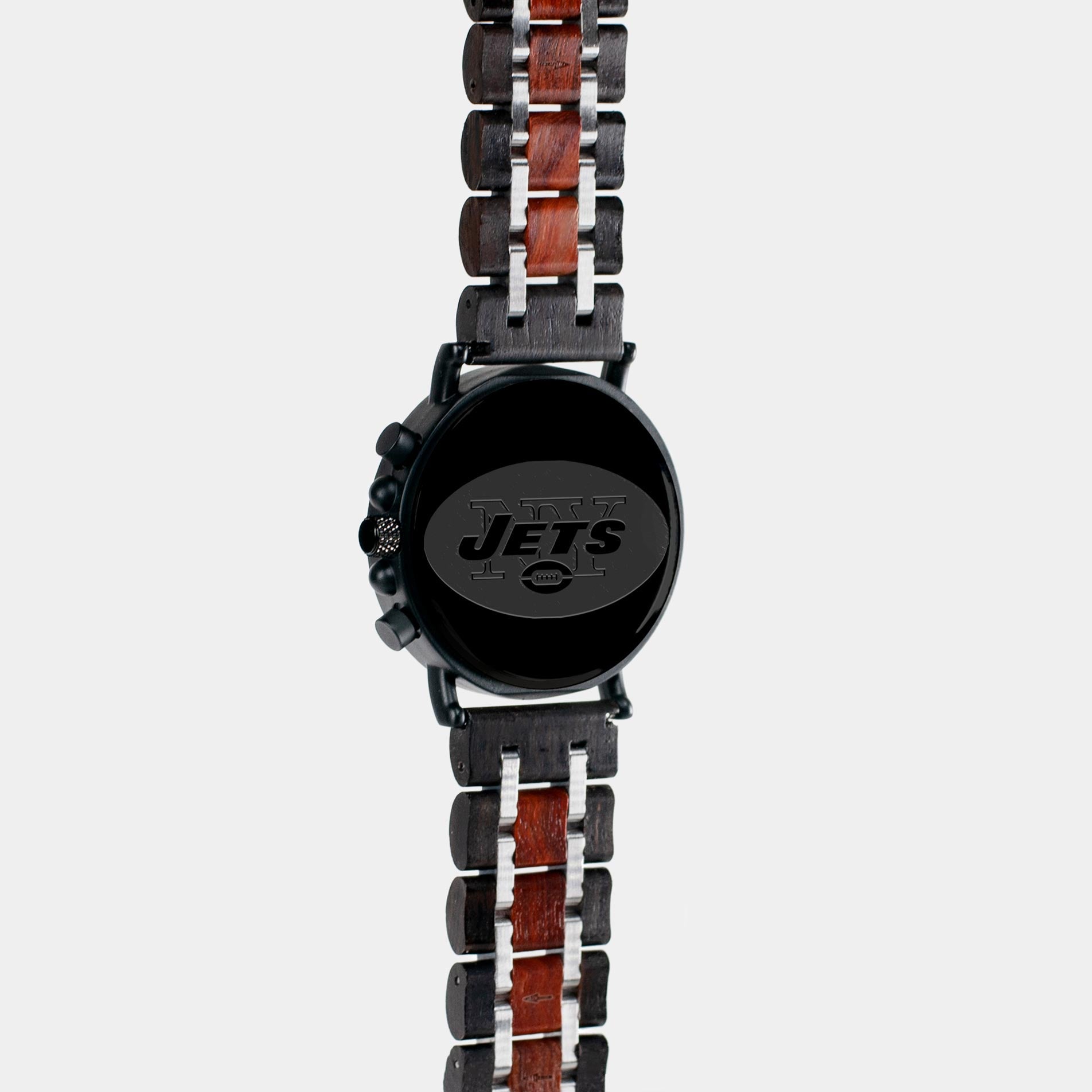 Best New York Jets Mahogany And Walnut Wood Chronograph Watch - Engraved In Nature