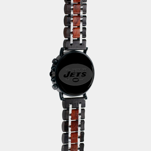 Best New York Jets Mahogany And Walnut Wood Chronograph Watch - Engraved In Nature