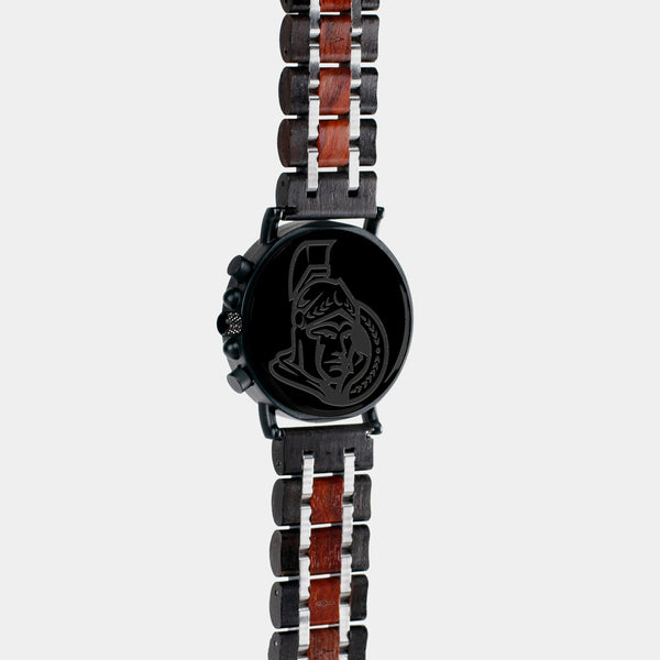 Best Ottawa Senators Mahogany And Walnut Wood Chronograph Watch - Engraved In Nature