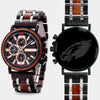 Philadelphia Eagles Mens Wrist Watch  - Personalized Philadelphia Eagles Mens Watches - Custom Gifts For Him, Birthday Gifts, Gift For Dad - Best 2022 Philadelphia Eagles Christmas Gifts - Black 45mm NFL Wood Watch - By Engraved In Nature