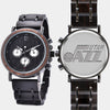Utah Jazz Mens Wrist Watch  - Personalized Utah Jazz Mens Watches - Custom Gifts For Him, Birthday Gifts, Gift For Dad - Best 2022 Utah Jazz Christmas Gifts - Black 45mm NBA Wood Watch - By Engraved In Nature