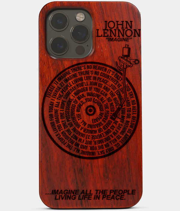 Personalized Vinyl Record iPhone Cases | Sustainable Ecofriendly Gifts For Men | Vinyl Record Collectors Gifts John Lennon iPhone Case The Beatles iPhone 13 Case Eco Friendly Gifts Mahogany Wood iPhone Case