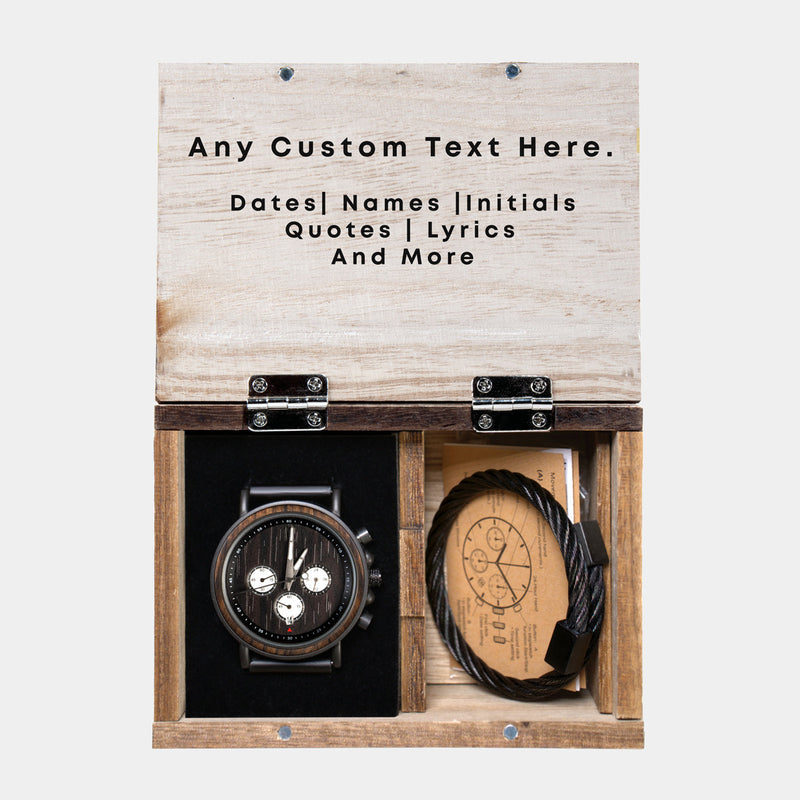 New England Revolution Wooden Wristwatch - Chronograph Black Walnut Watch