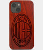 Carved Wood A.C. Milan iPhone 13 Case | Custom A.C. Milan Gift, Birthday Gift | Personalized Mahogany Wood Cover, Gifts For Him, Monogrammed Gift For Fan | by Engraved In Nature