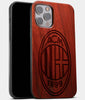 Best Wood A.C. Milan iPhone 13 Pro Case | Custom A.C. Milan Gift | Mahogany Wood Cover - Engraved In Nature