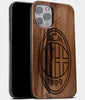 Best Wood A.C. Milan iPhone 13 Pro Case | Custom A.C. Milan Gift | Walnut Wood Cover - Engraved In Nature