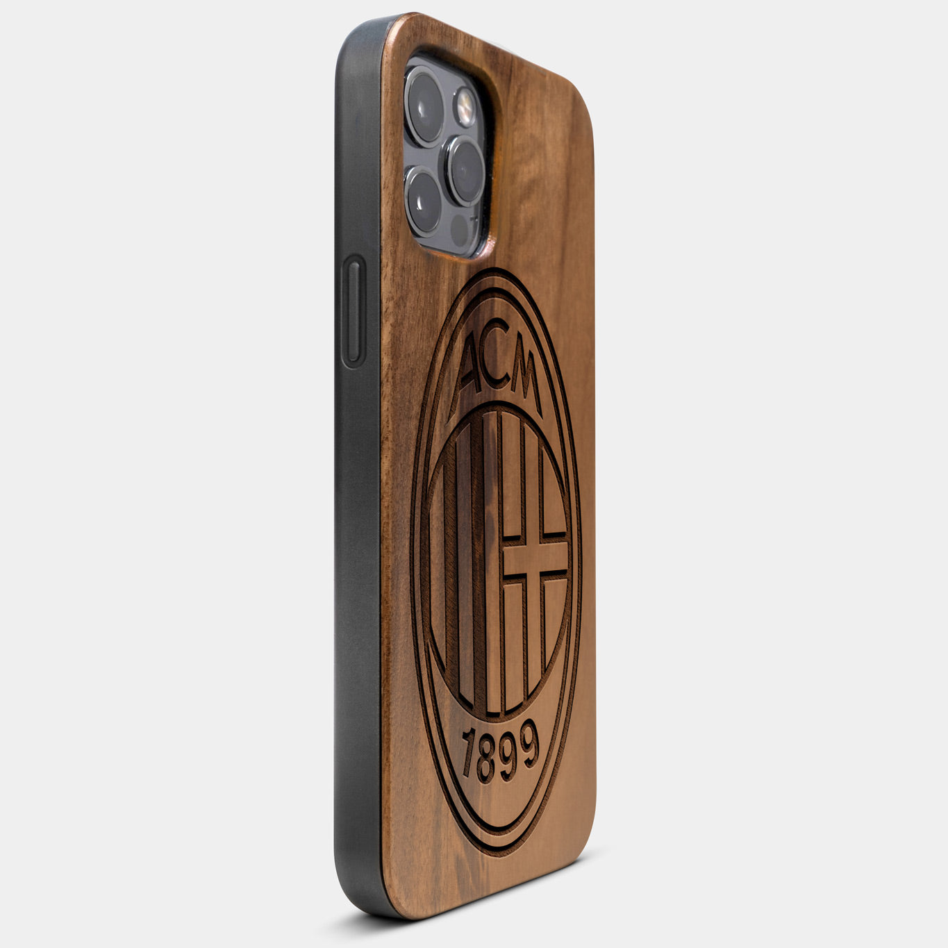 Best Wood A.C. Milan iPhone 13 Pro Case | Custom A.C. Milan Gift | Walnut Wood Cover - Engraved In Nature