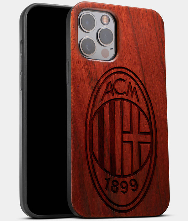 Best Wood A.C. Milan iPhone 13 Pro Max Case | Custom A.C. Milan Gift | Mahogany Wood Cover - Engraved In Nature