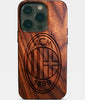 Eco-friendly AC Milan iPhone 14 Pro Case - Carved Wood Custom AC Milan Gift For Him - Monogrammed Personalized iPhone 14 Pro Cover By Engraved In Nature
