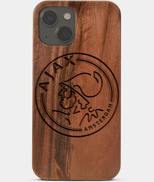 Carved Wood AFC Ajax iPhone 13 Case | Custom AFC Ajax Gift, Birthday Gift | Personalized Mahogany Wood Cover, Gifts For Him, Monogrammed Gift For Fan | by Engraved In Nature