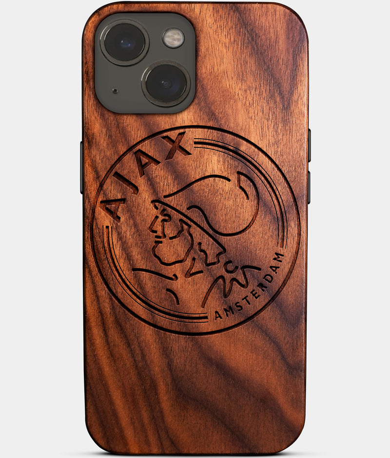 Eco-friendly AFC Ajax iPhone 14 Case - Carved Wood Custom AFC Ajax Gift For Him - Monogrammed Personalized iPhone 14 Cover By Engraved In Nature