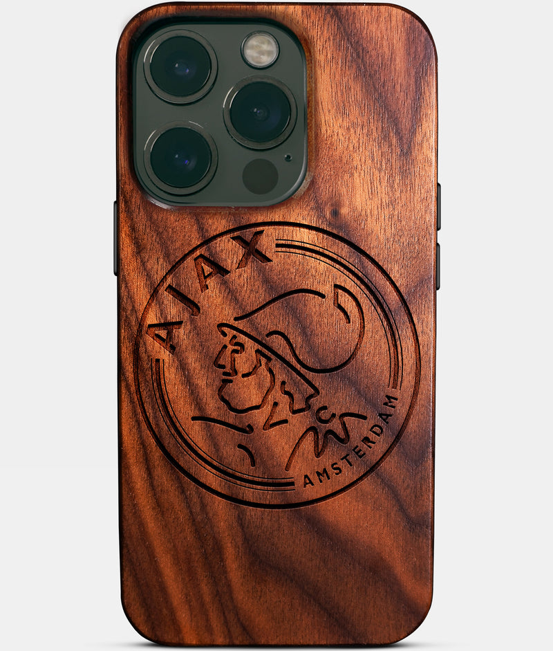 Eco-friendly AFC Ajax iPhone 14 Pro Case - Carved Wood Custom AFC Ajax Gift For Him - Monogrammed Personalized iPhone 14 Pro Cover By Engraved In Nature