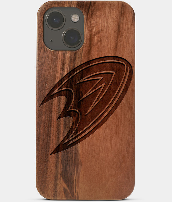 Carved Wood Anaheim Ducks iPhone 13 Case | Custom Anaheim Ducks Gift, Birthday Gift | Personalized Mahogany Wood Cover, Gifts For Him, Monogrammed Gift For Fan | by Engraved In Nature