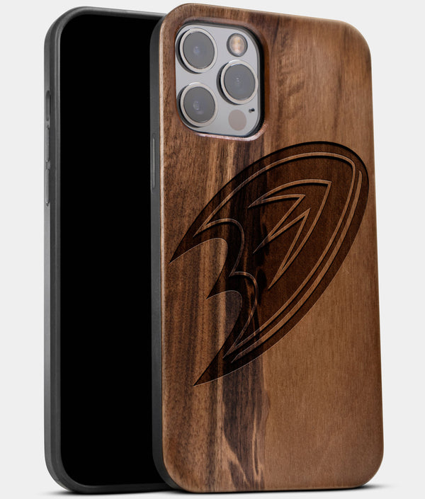 Best Wood Anaheim Ducks iPhone 13 Pro Case | Custom Anaheim Ducks Gift | Walnut Wood Cover - Engraved In Nature