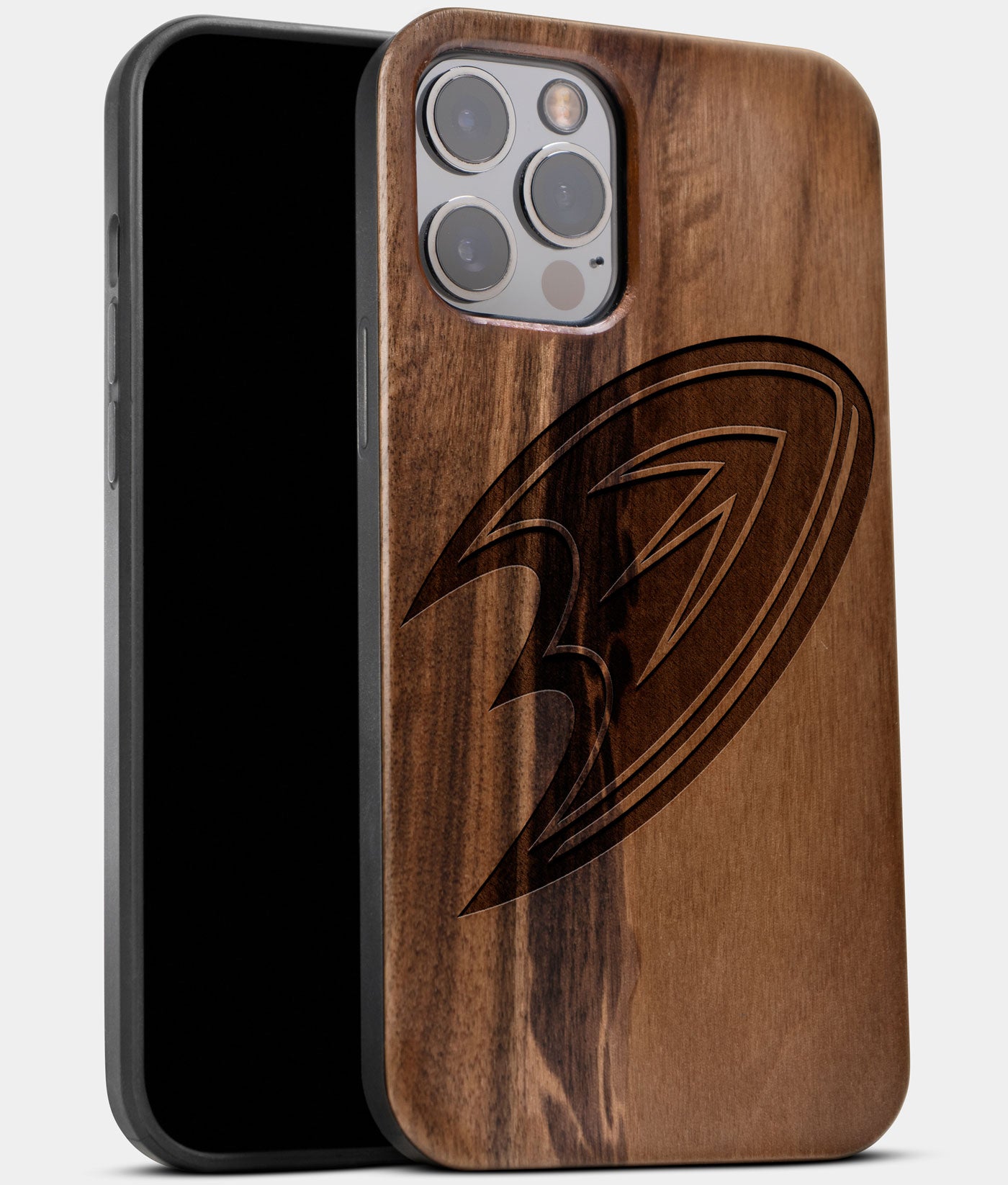Best Wood Anaheim Ducks iPhone 13 Pro Max Case | Custom Anaheim Ducks Gift | Walnut Wood Cover - Engraved In Nature