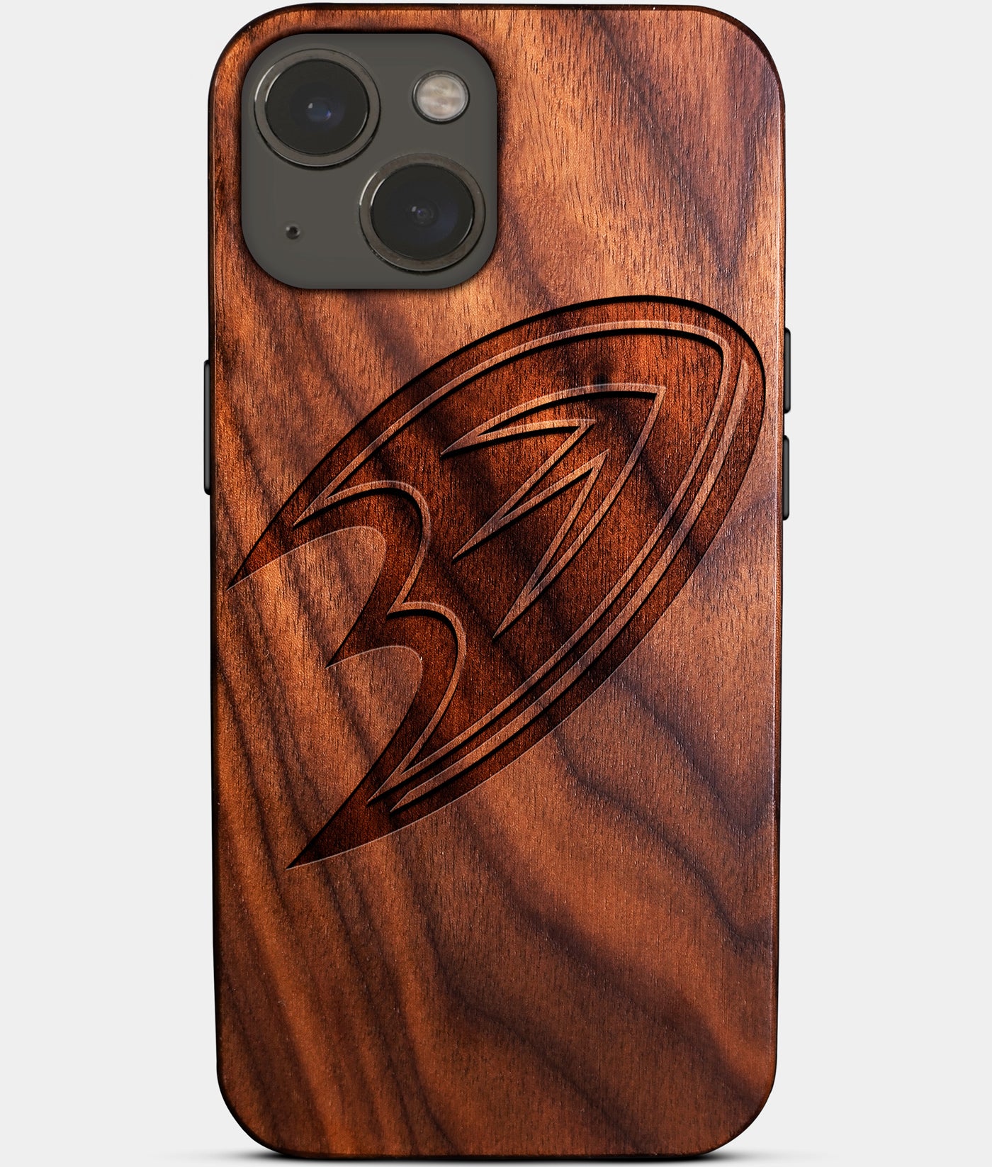 Eco-friendly Anaheim Ducks iPhone 14 Case - Carved Wood Custom Anaheim Ducks Gift For Him - Monogrammed Personalized iPhone 14 Cover By Engraved In Nature
