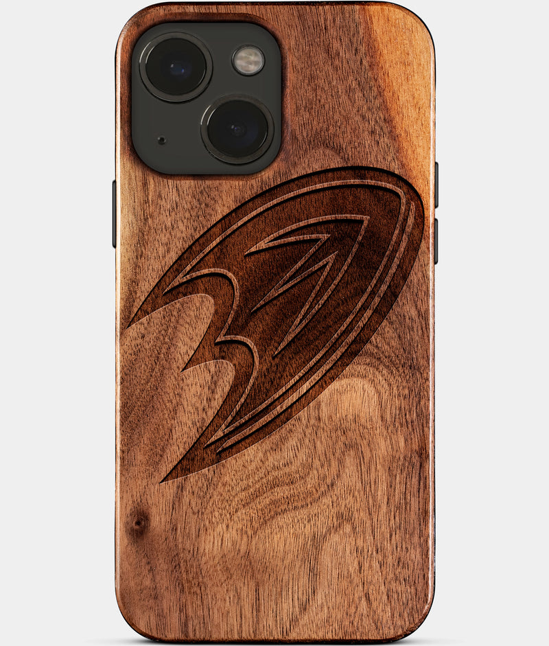 Eco-friendly Anaheim Ducks iPhone 15 Case - Carved Wood Custom Anaheim Ducks Gift For Him - Monogrammed Personalized iPhone 15 Cover By Engraved In Nature