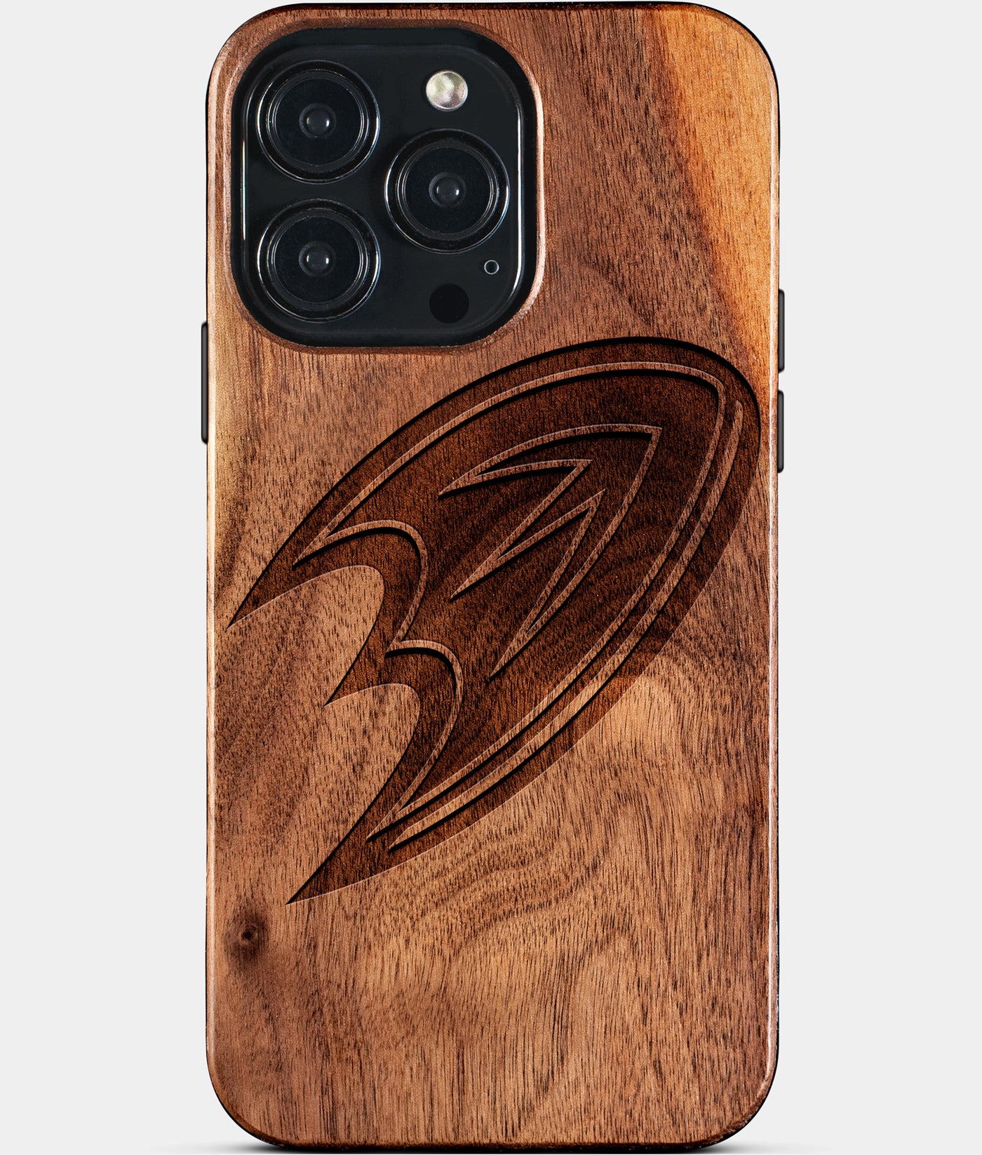 Eco-friendly Anaheim Ducks iPhone 15 Pro Max Case - Carved Wood Custom Anaheim Ducks Gift For Him - Monogrammed Personalized iPhone 15 Pro Max Cover By Engraved In Nature