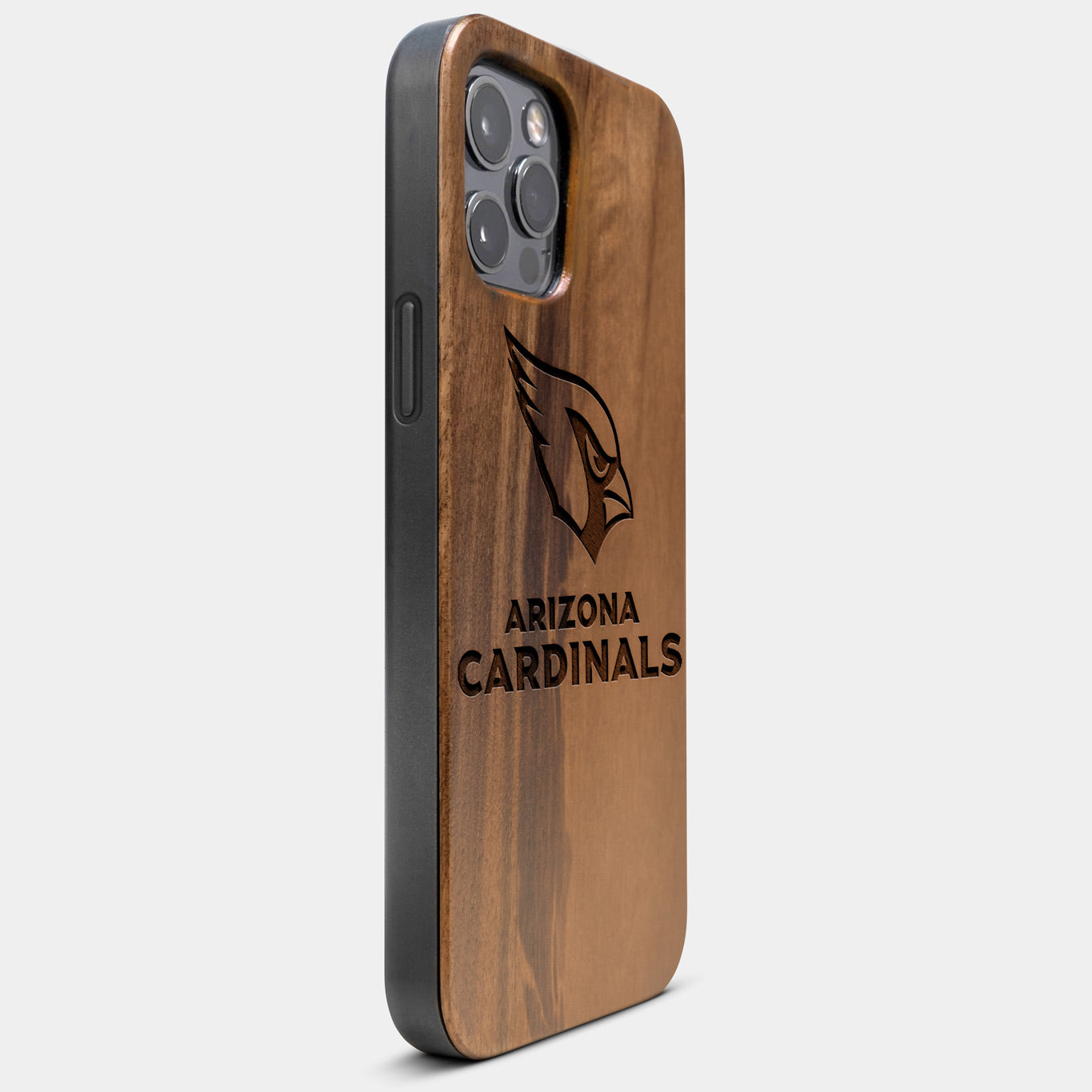 Best Wood Arizona Cardinals iPhone 13 Pro Max Case | Custom Arizona Cardinals Gift | Walnut Wood Cover - Engraved In Nature