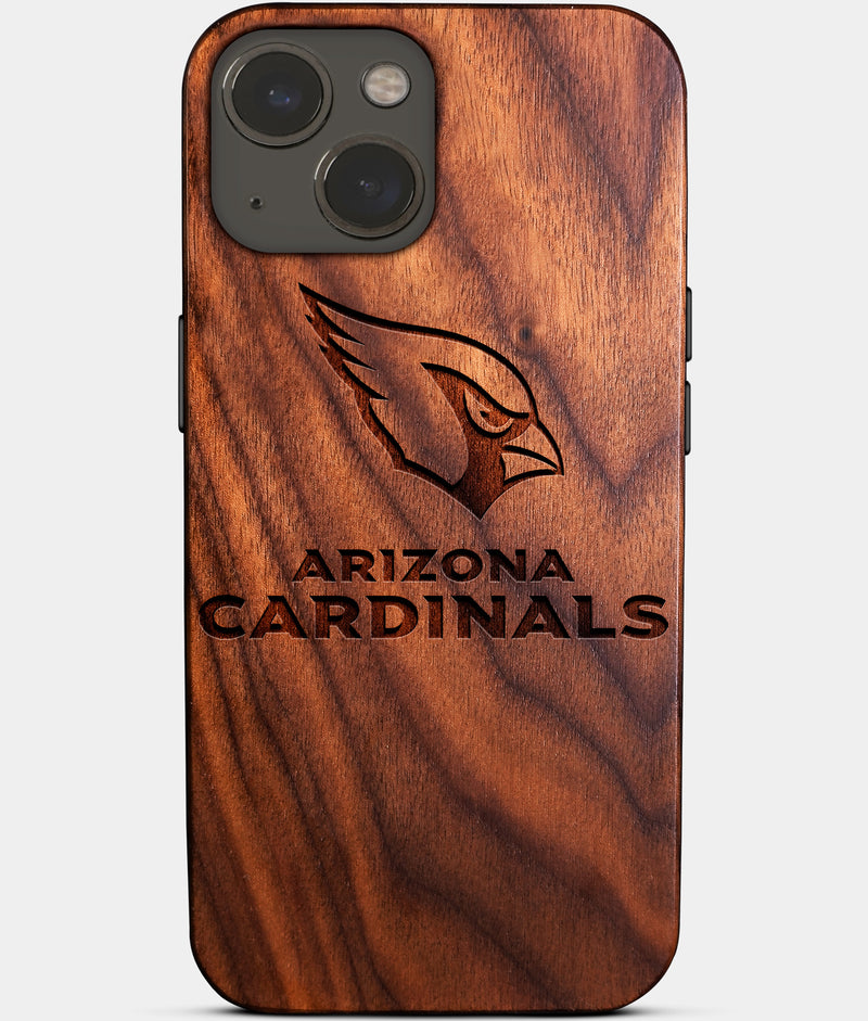 Eco-friendly Arizona Cardinals iPhone 14 Plus Case - Carved Wood Custom Arizona Cardinals Gift For Him - Monogrammed Personalized iPhone 14 Plus Cover By Engraved In Nature