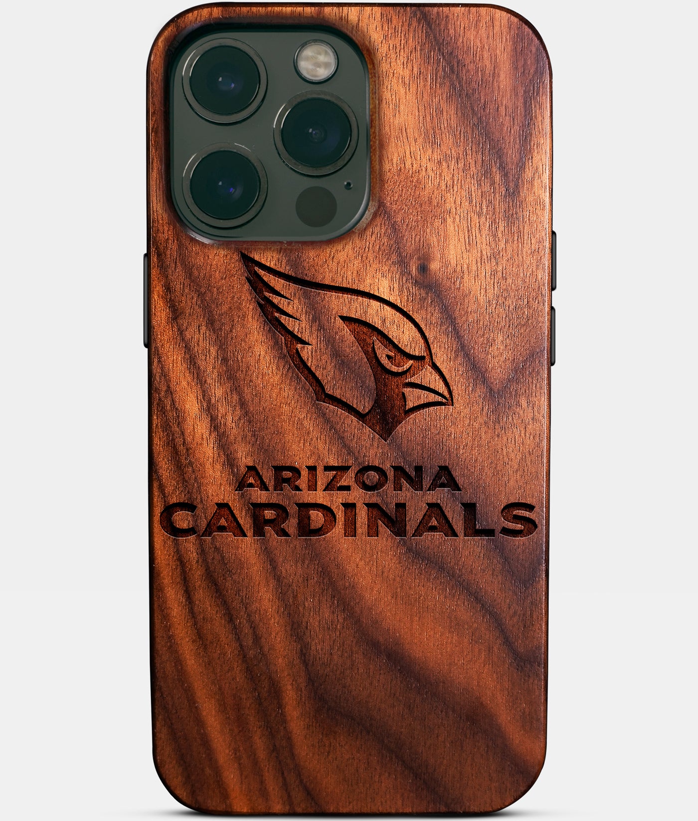Eco-friendly Arizona Cardinals iPhone 14 Pro Max Case - Carved Wood Custom Arizona Cardinals Gift For Him - Monogrammed Personalized iPhone 14 Pro Max Cover By Engraved In Nature