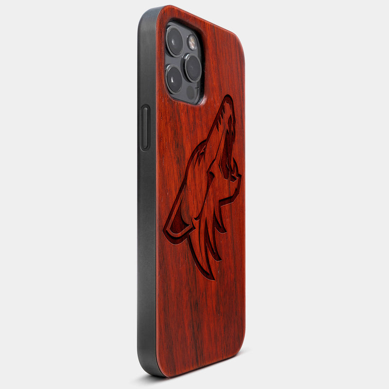 Best Wood Arizona Coyotes iPhone 13 Pro Case | Custom Arizona Coyotes Gift | Mahogany Wood Cover - Engraved In Nature