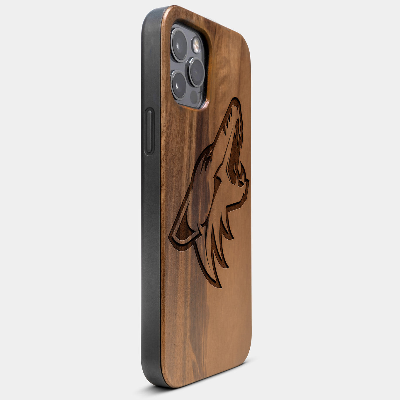 Best Wood Arizona Coyotes iPhone 13 Pro Case | Custom Arizona Coyotes Gift | Walnut Wood Cover - Engraved In Nature