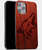 Best Wood Arizona Coyotes iPhone 13 Pro Max Case | Custom Arizona Coyotes Gift | Mahogany Wood Cover - Engraved In Nature