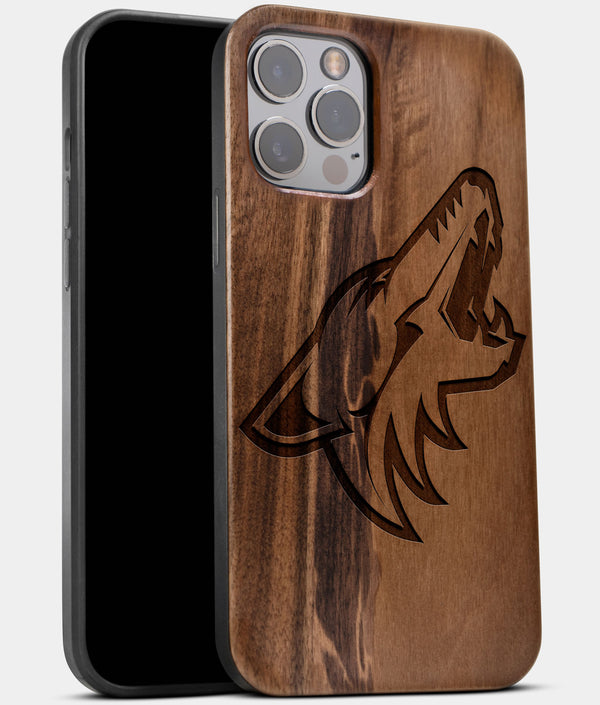 Best Wood Arizona Coyotes iPhone 13 Pro Max Case | Custom Arizona Coyotes Gift | Walnut Wood Cover - Engraved In Nature