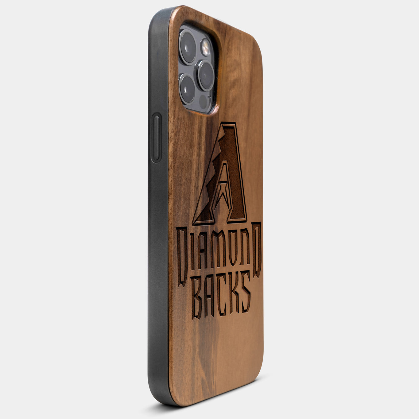 Best Wood Arizona Diamondbacks iPhone 13 Pro Case | Custom Arizona Diamondbacks Gift | Walnut Wood Cover - Engraved In Nature