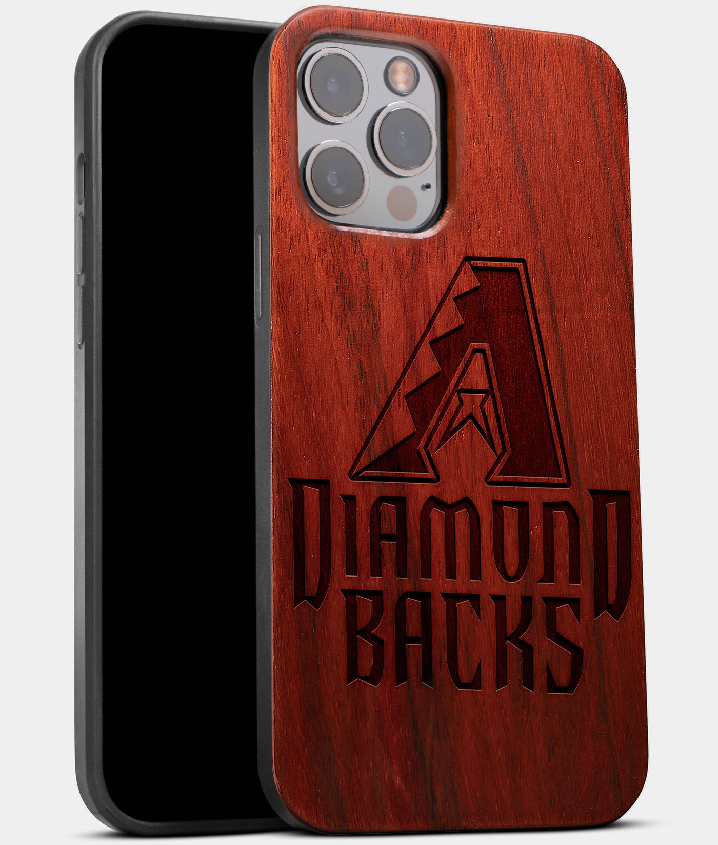 Best Wood Arizona Diamondbacks iPhone 13 Pro Case | Custom Arizona Diamondbacks Gift | Mahogany Wood Cover - Engraved In Nature