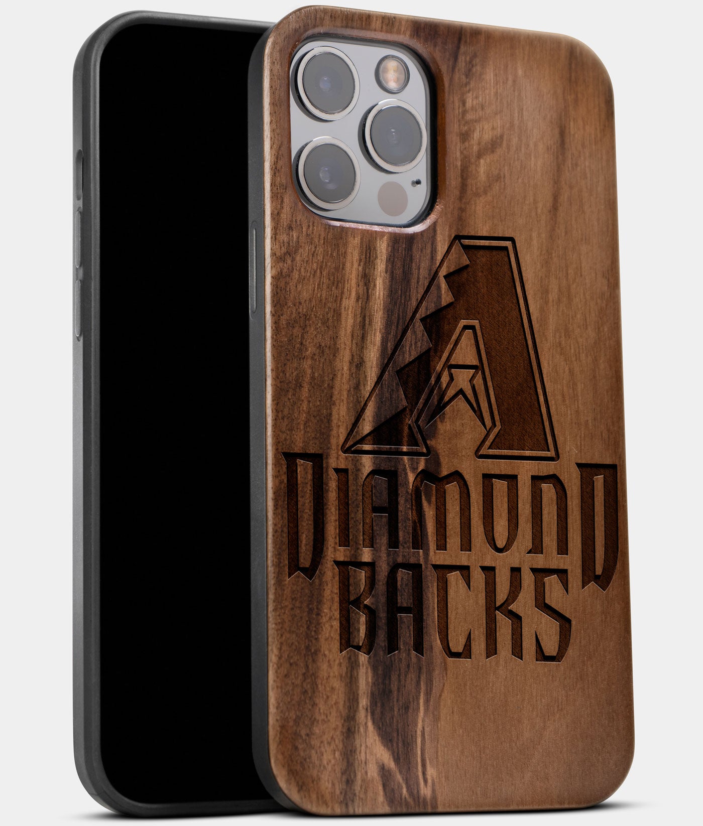 Best Wood Arizona Diamondbacks iPhone 13 Pro Case | Custom Arizona Diamondbacks Gift | Walnut Wood Cover - Engraved In Nature