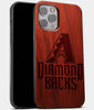 Best Wood Arizona Diamondbacks iPhone 13 Pro Max Case | Custom Arizona Diamondbacks Gift | Mahogany Wood Cover - Engraved In Nature