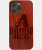 Carved Wood Arizona Diamondbacks iPhone 13 Pro Max Case | Custom Arizona Diamondbacks Gift, Birthday Gift | Personalized Mahogany Wood Cover, Gifts For Him, Monogrammed Gift For Fan | by Engraved In Nature
