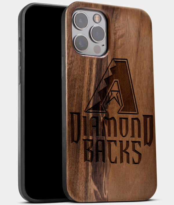 Best Wood Arizona Diamondbacks iPhone 13 Pro Max Case | Custom Arizona Diamondbacks Gift | Walnut Wood Cover - Engraved In Nature