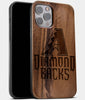 Best Wood Arizona Diamondbacks iPhone 13 Pro Max Case | Custom Arizona Diamondbacks Gift | Walnut Wood Cover - Engraved In Nature