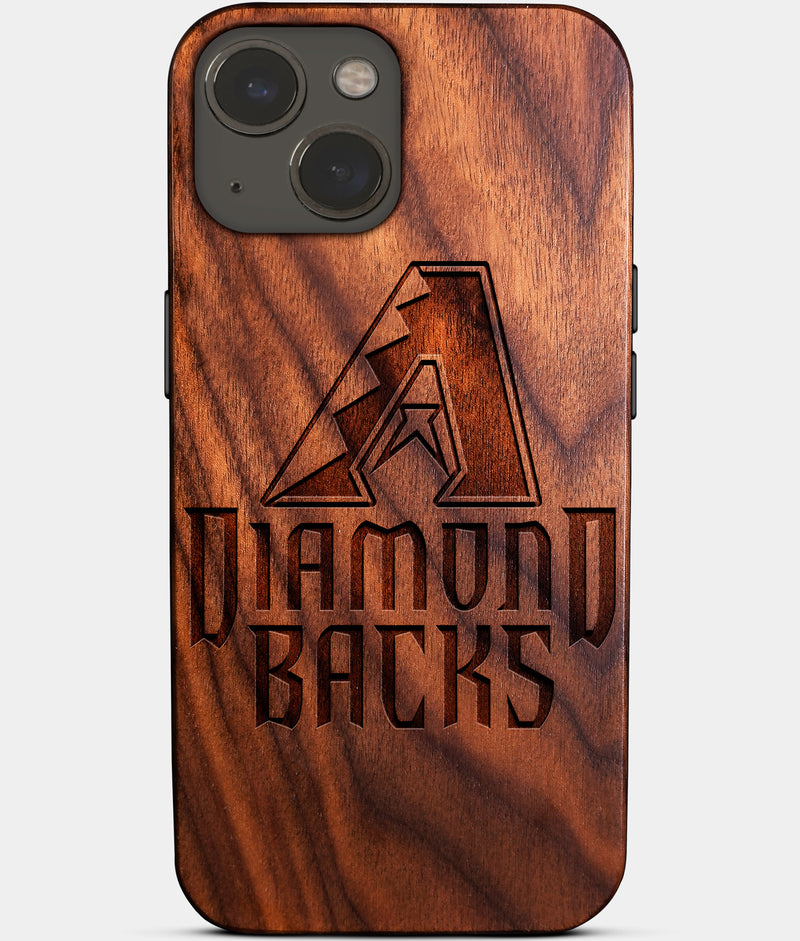 Eco-friendly Arizona Diamondbacks iPhone 14 Case - Carved Wood Custom Arizona Diamondbacks Gift For Him - Monogrammed Personalized iPhone 14 Cover By Engraved In Nature