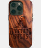 Eco-friendly Arizona Diamondbacks iPhone 14 Pro Case - Carved Wood Custom Arizona Diamondbacks Gift For Him - Monogrammed Personalized iPhone 14 Pro Cover By Engraved In Nature