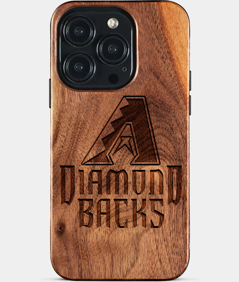 Eco-friendly Arizona Diamondbacks iPhone 15 Pro Case - Carved Wood Custom Arizona Diamondbacks Gift For Him - Monogrammed Personalized iPhone 15 Pro Cover By Engraved In Nature